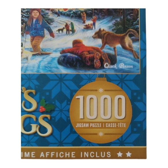 Chuck Pinson MasterPieces Jigsaw Puzzle Sledding to Home 72178 - Picture 3 of 10